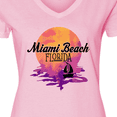 thumbnail image 4 of Inktastic Miami Beach Florida Vacation Sunset Women's V-Neck T-Shirt, 4 of 5