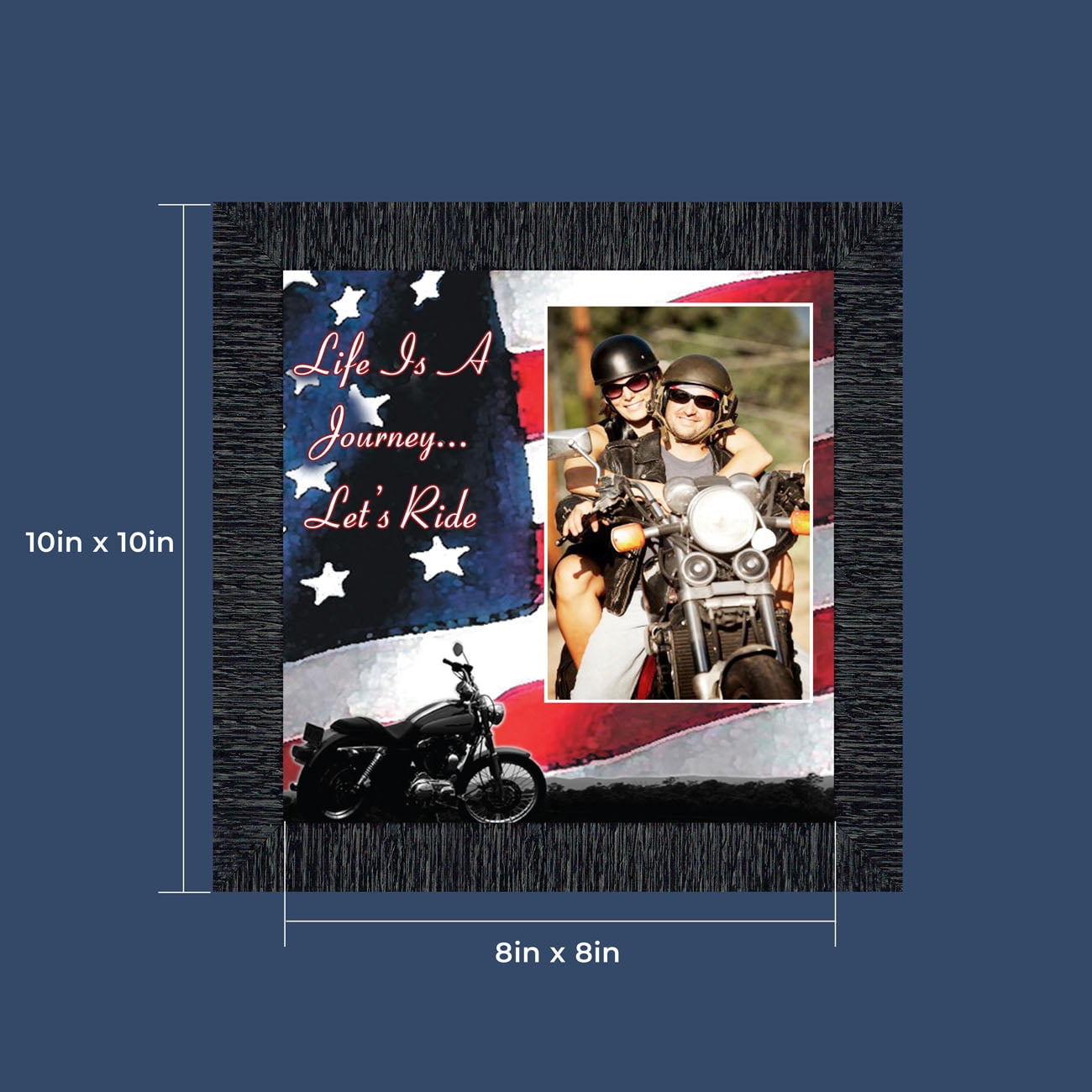 Harley Davidson Gifts for Men and Women, Patriotic Harley Accessories, Harley Davidson Wedding Gifts, American Flag for Harley Riders, "It's Not the Destination" Unique Motorcycle Wall Decor, 9751