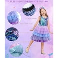 thumbnail image 2 of YANSION 7 Piezas de Disfraces de Cosplay de Sirena, Disfraz Princesa Niña, Vestido de Ariel para Fiesta de Cumpleaños de Niñas con Joyería de Tiara para Niña Fiesta Carnaval Cosplay, 2 of 7