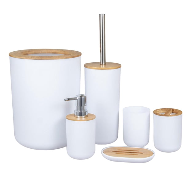 Set de Accesorios de Baño Sunnimix 6 Piezas Blanco Plato de Jabón