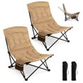 thumbnail image 1 of Costway 2 PCS Portable Folding Camping Chair with 500 LBS Support Side Pocket and Carry Bag, 1 of 9