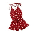 thumbnail image 5 of FOCUSNORM Girls Playsuit with Belt, Polka Dot Romper, Ruffles Strap Jumpsuit, 5 of 5