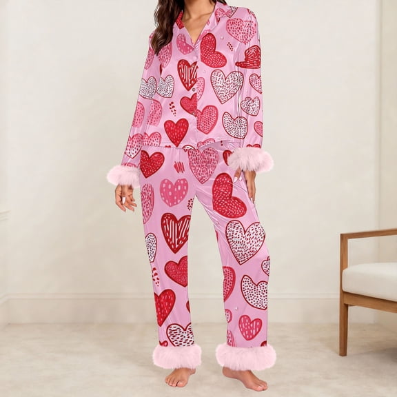 BILIKEYU Love Themed Women's Valentine Sleepwear Plus Size Inclusive