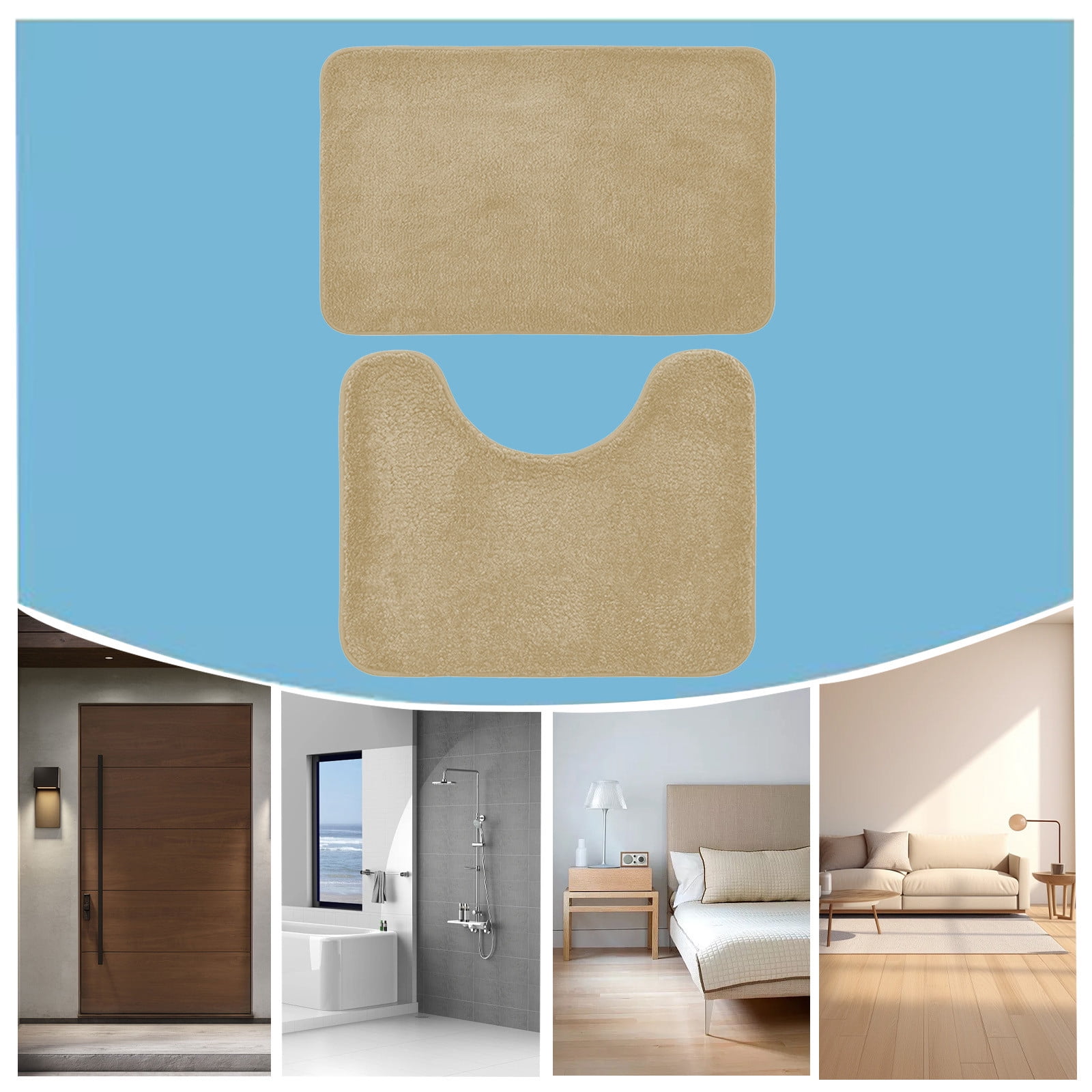 InsCrazy Bathroom Rugs Sets 2 Piece Bathroom Floor Mat 2 Piece Solid Color AntiDirty Carpet Toilet Bathroom Non-Slip Absorbent Floor Mat Bathroom Foot Mat Bath Decor