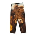 thumbnail image 6 of Uemuo Countryside Sunflower Cow Pattern Women's Wide Leg Palazzo Lounge Pants with Pockets Light Weight Loose Comfy Casual Pajama Pants-Large, 6 of 9