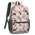thumbnail image 2 of Boston Terrier and Roses Pink Pattern 17" Waterproof Oxford School Backpacks for Teens, S-Shape Padded Straps, for School, Travel, Hiking, Camping, 2 of 5