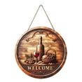 thumbnail image 3 of Gmogad Wooden Round Welcome Sign, Handcrafted Door Wall Hanging Decor, Rustic Holiday Home Decoration, Easy Install Durable Pendant for Porch Entrance, 3 of 9