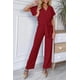 thumbnail image 5 of Mono Enterizo PRETTYGARDEN Cruzado con Escote en V Rojo Vino Talla M, 5 of 7