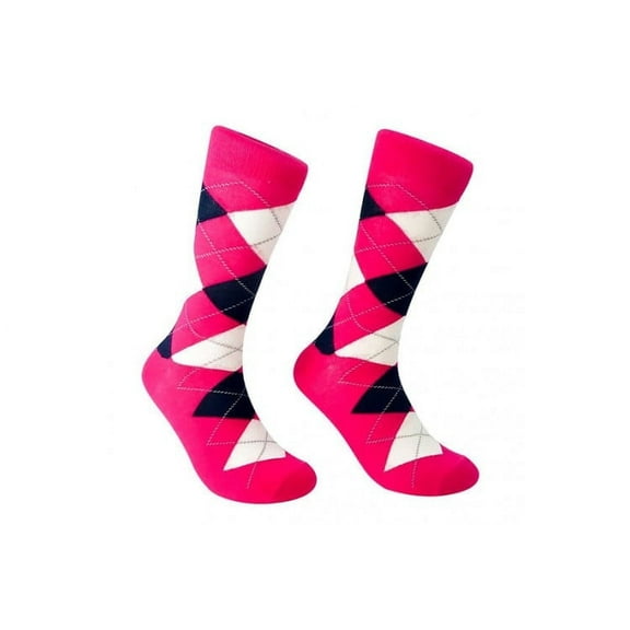 Argyle Dress Socks For Men- Hot Pink