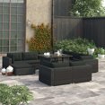 thumbnail image 1 of vidaXL 10 Piece Garden Lounge Set with Cushions Poly Rattan Black, 1 of 5