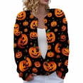 thumbnail image 3 of Stralyhd Halloween Sweaters for Women Plus Size Funny Halloween Pumpkin Knitted Sweater Open Front Long Sleeve Soft Casual Fall Sweater Tops Orange L, 3 of 8