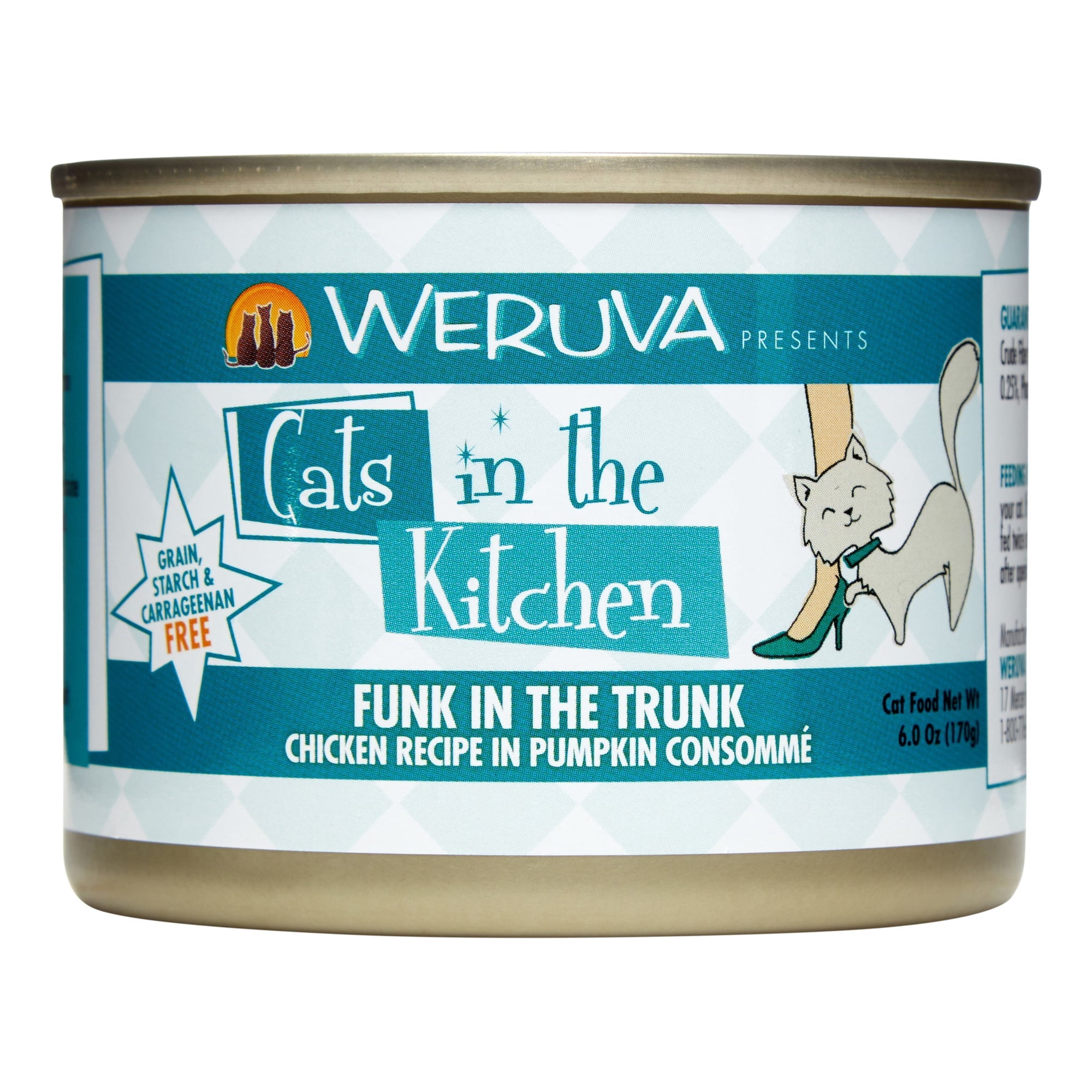 Weruva Cats in the Kitchen Grain-Free Funk in the Trunk Chicken & Pumpkin Consomme Recipe Wet Cat Food, 6 Oz, 24 Ct