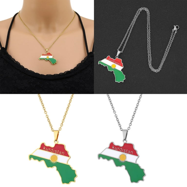 Map Necklace Jewelry Kurdish Ethnic Adjustable Accessories Hop Necklace -