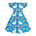 thumbnail image 7 of NAISIBABY Girls Casual Dresses, Ruffles Sleeve Flare Crewneck Summer Easter Flowy Sundress Blue Size 3, 7 of 7