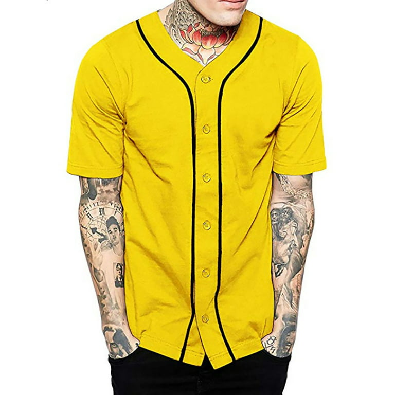  XWEARE Men's Blank Baseball Jersey Button Down Short Sleeve  Shirts Hip Hop Hipster Team Sports Uniforms (as1, Alpha, s, Regular,  Regular, Black, S) : Clothing, Shoes & Jewelry
