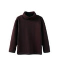 thumbnail image 1 of MIASHUI Hauts pour Enfants Col Roulé à Manches Longues T-Shirts Chauds Couleur Unie Chandail, Café, 11-12 Ans, 1 of 5