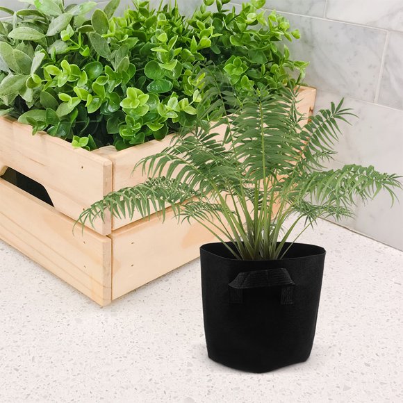 WEUVEB 5Ud Bolsas De Cultivo De Fieltro Negras Con Asas Para Plantas Plantación Fácil Y Transporte Cómodo