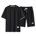 thumbnail image 2 of Waffle Short Sets for Men Short Sleeve Crewneck T Shirt and Shorts 2 Piece Matching Set Mens Summer Outfits, 2 of 5