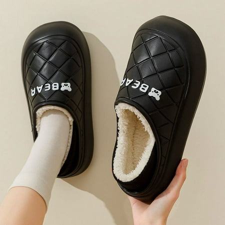 

Waterproof Cotton Slippers Female Winter Indoor Plus Plush Anti-Slip Package with Cotton Shoes