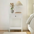 thumbnail image 4 of Wright 17" Wide White Solid Wood 1-Drawer Nightstand by East at Main, Farmhouse End Table with Storage, 4 of 9