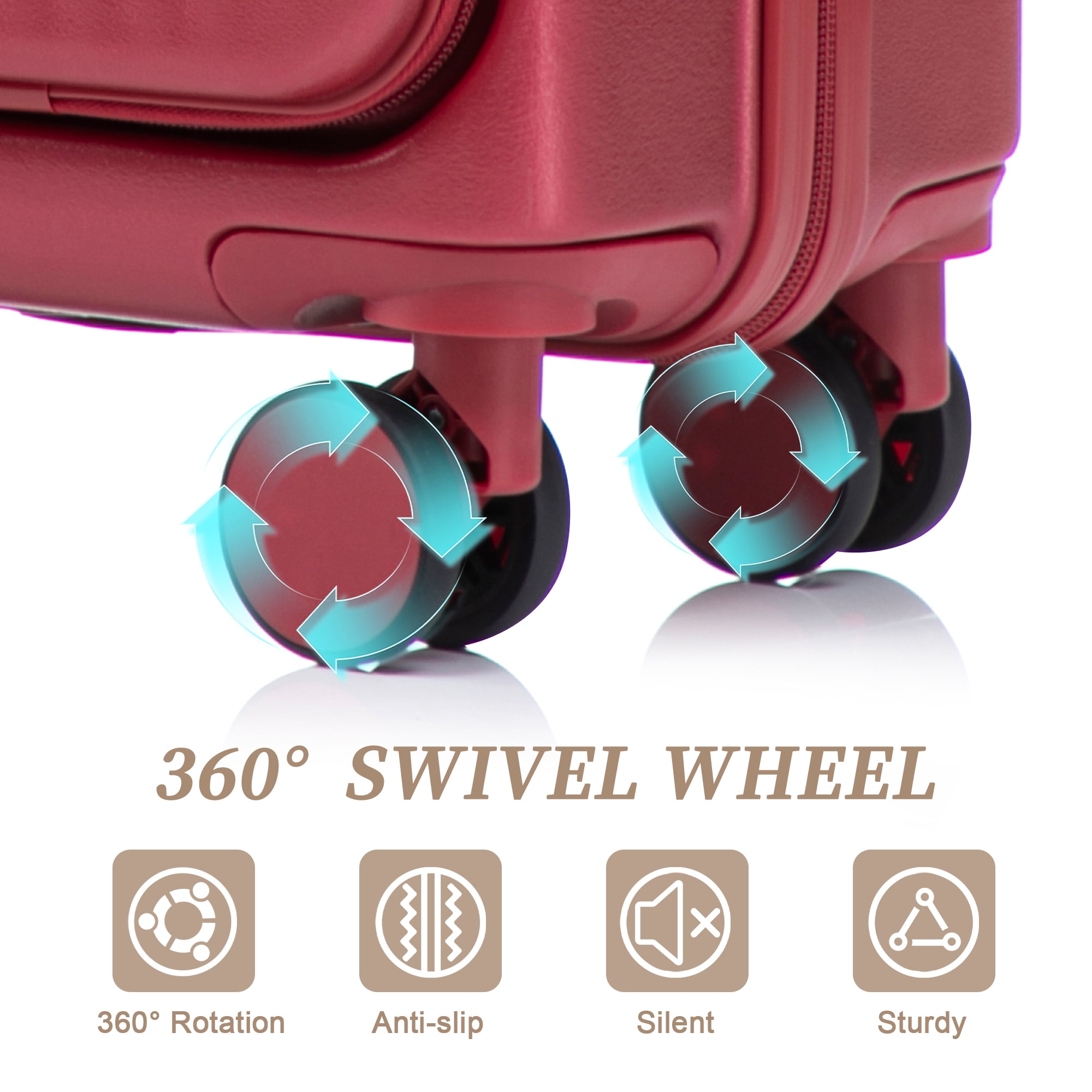 2 PCS ABS Luggage Set, 20" Suitcase + 14" Cosmetic Case, Front Opening Design, 360° Silent Spinner Wheels, Combination Lock, Waterproof Travel Luggage with Telescopic Handle