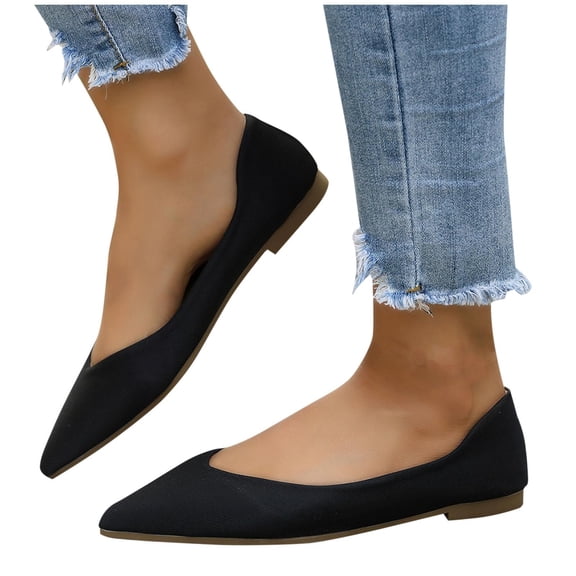 Gealkoca Womens Pointed Toe Black Ballet Flats Comfortable Casual Dress Flats for Women Elegant Flats Shoes Summer Soft-Soled Lightweight Flat Shoes