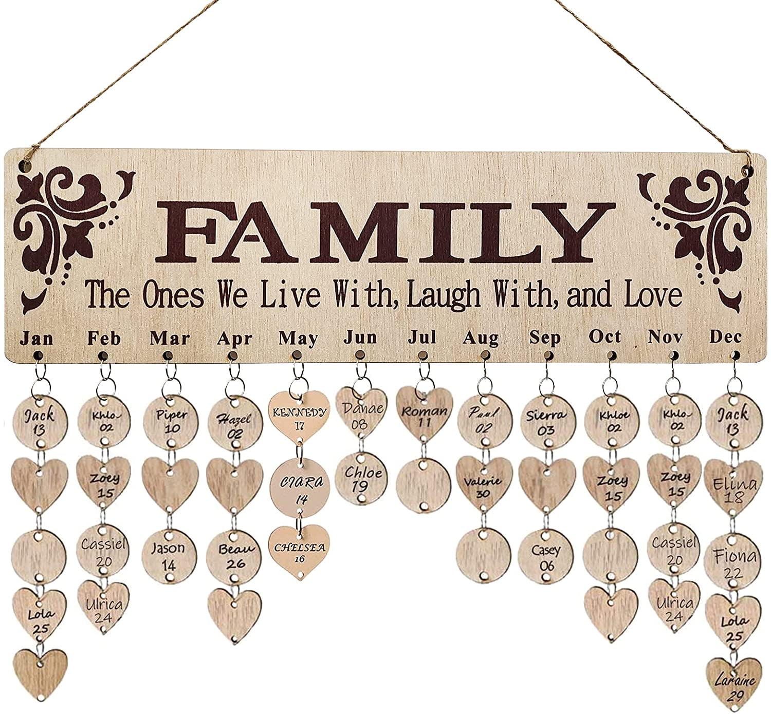 Gifts for Mom's Family Birthday Board Wooden Birthday Calendar Wall Signs A wonderful way to record family members' birthdays - Walmart.com