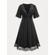 thumbnail image 1 of Vestido Midi Talla Extra con Escote Pico con Panel de Encaje Rosegal Vestidos casuales de talla grande, 1 of 5