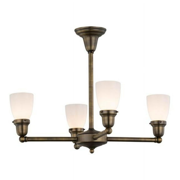 Meyda 56474 27 in. Revival Oyster Bay Goblet 4 Light Chandelier, Antique