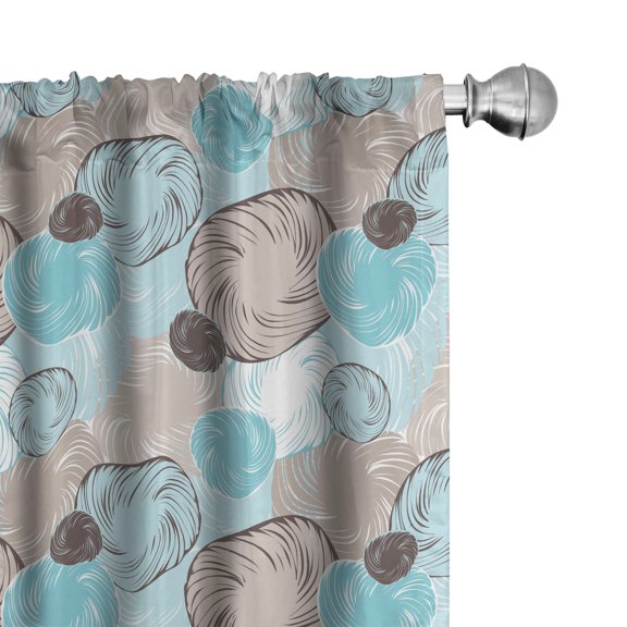 Ambesonne Retro Curtains, Circular Rings Sketchy Art, Pair of 28"x95", Pale Sky Blue Tan and White