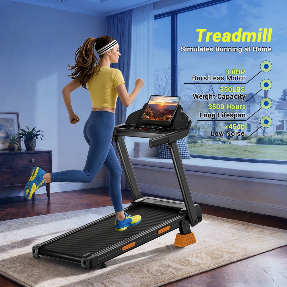 ROBORE 17% Incline Folding Treadmill for Home, 3.0HP Quiet Motor, 350 lbs Capacity, 7-Layer Shock Absorption, LED Display