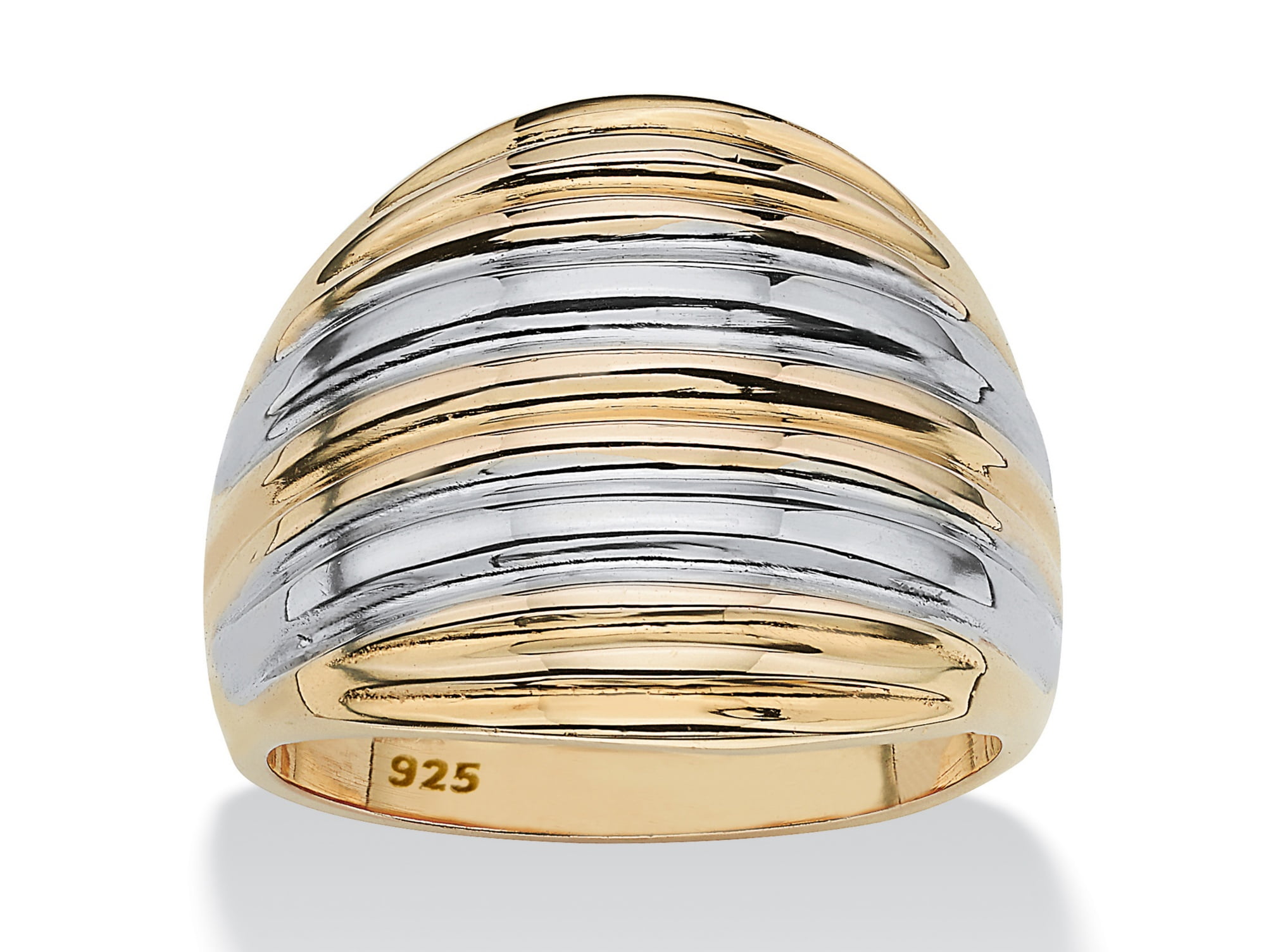 Palmbeach Jewelry 18k Gold Over Sterling Silver Two Tone Dome Ring