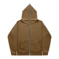 thumbnail image 3 of YOIAVAIOY Mens Solid Zip Up Hoodies Lightweight Athletic Fleece Hooded Sweatshirts Casual Daily Wear Outdoor Running Jackets Coffee XXS, 3 of 6