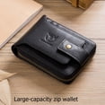 thumbnail image 4 of BULLCAPTAIN Men Zipper Around Wallet Genuine Leather RFID Blocking Bifold Large Capacity Coin Purse with ID Window (Black), 4 of 6