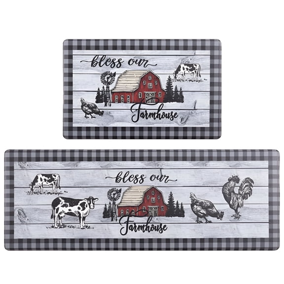 RLESO 2Pcs Kitchen Rugs Non-Slip Washable 17"x27" & 17"x47" for Sink & Stove