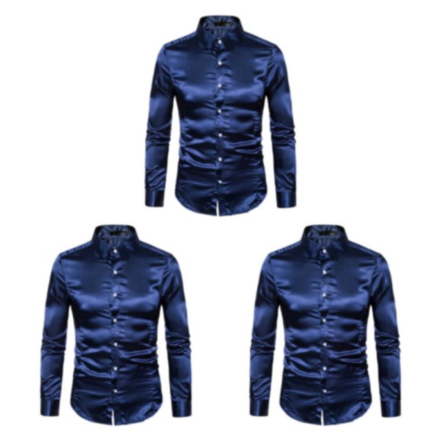 Camisa de hombre Jumpingount Satin suave Casual Slim Fit Grande de secado Rápido