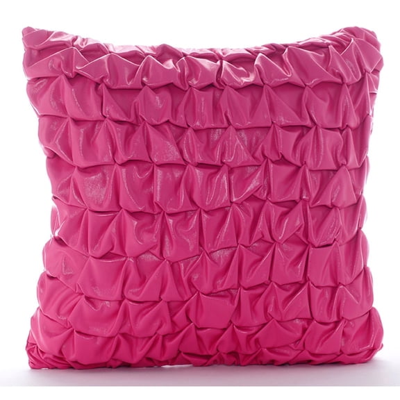 Cushion Covers, Decorative Hot Pink Throw Pillow Covers 16x16 inch (40x40 cm), Faux Leather Pillow Cover For Sofa, Solid Color, Modern Cushion Cover With Zipper - Pink Panther