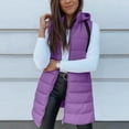 thumbnail image 6 of Long Puffer Vest Women Sleeveless Full Zip Up Puffy Jackets Quilted Padded Fall Coats Winter Outerwear Light Purple XL, 6 of 9