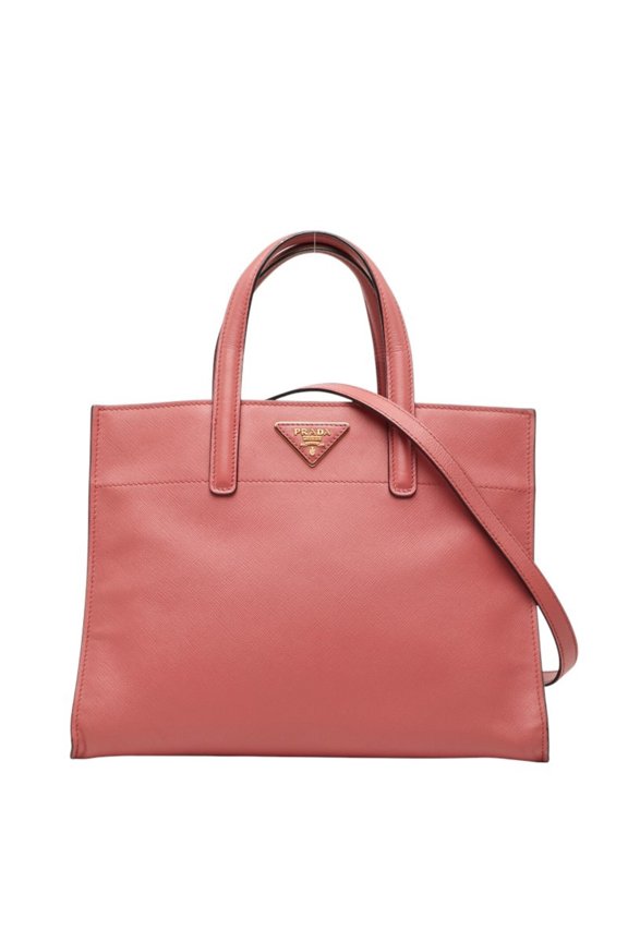 Pre-Owned Prada Triangle Logo Plate Handbag Shoulder Bag BN2606 Pink Saffiano Leather Women's...