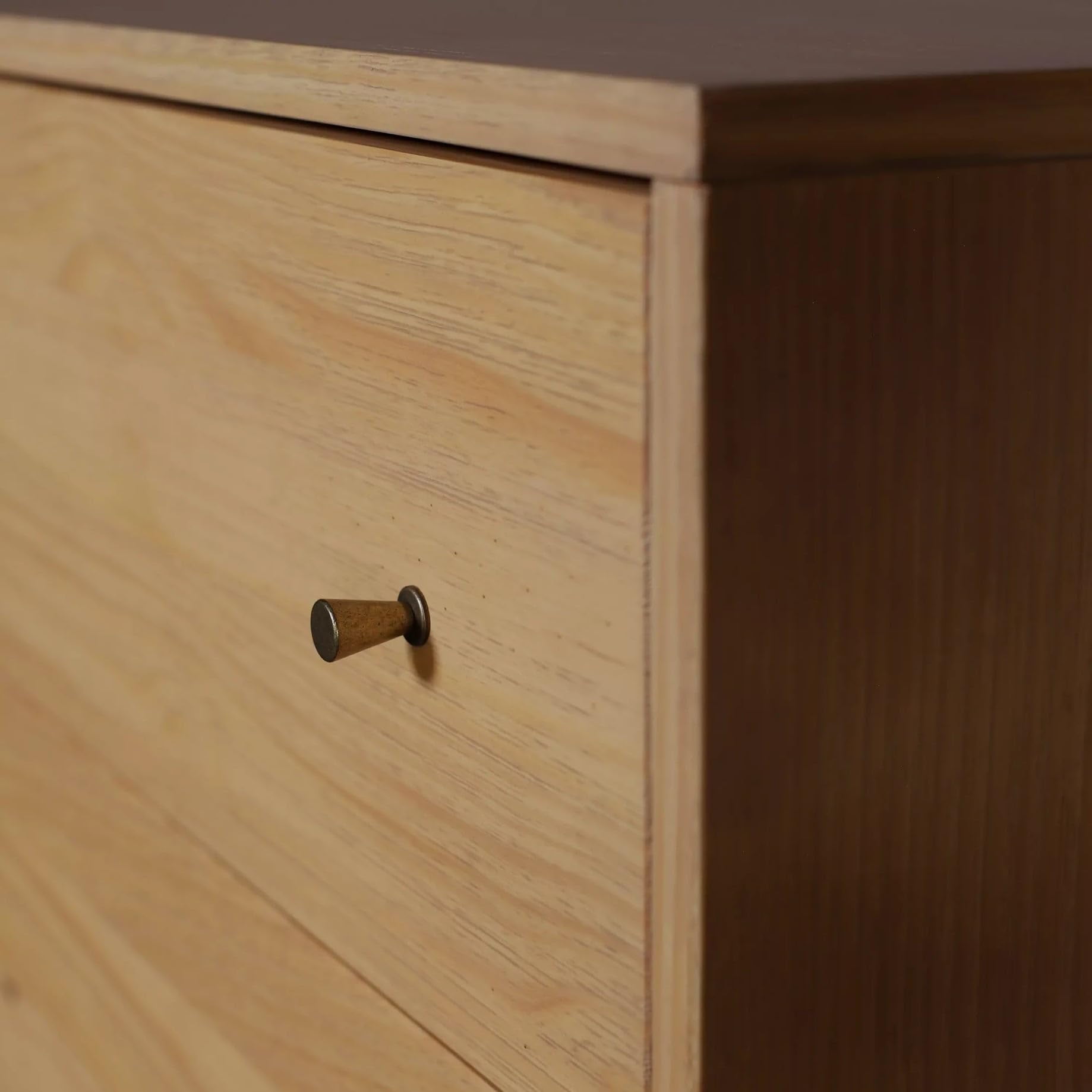 Grain Wood Furniture Solid Wood Mid Century 5-Drawer Chest, with a Brushed Natural finish