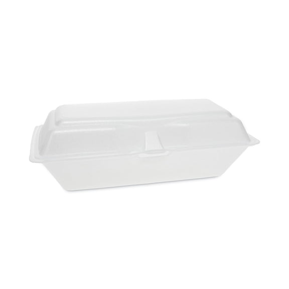 Pactiv Corp. 0TH10099Y000 9.75 in. x 5 in. x 3.25 in. Foam Hinged Lid Containers - White (560/Carton)