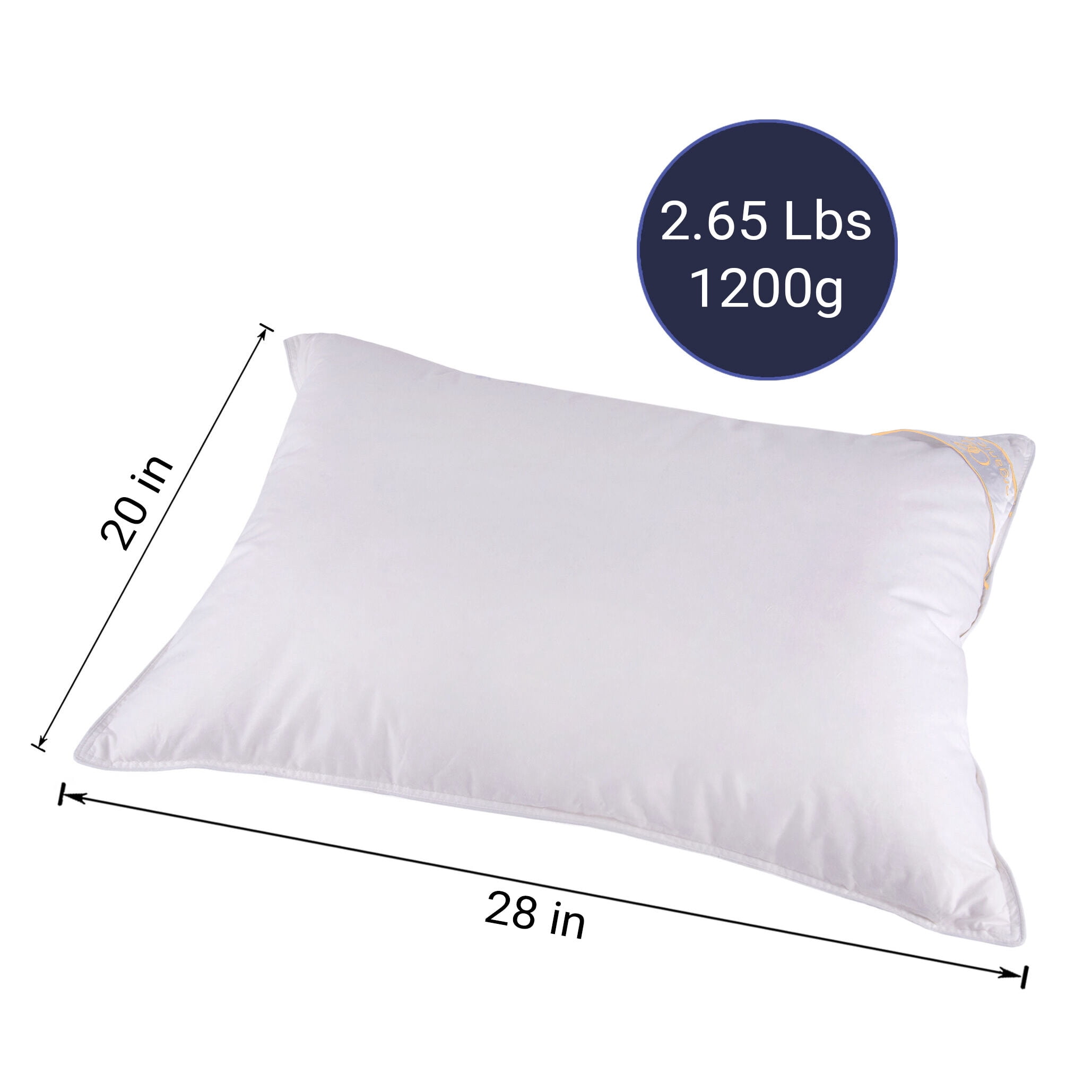 Organic Club Queen Size Sheep Wool-Filled Pillow 20x28" (50x70 cm) Bed Pillow for Sleeping Washable Cotton Pillow for Bed, 1 Count, White