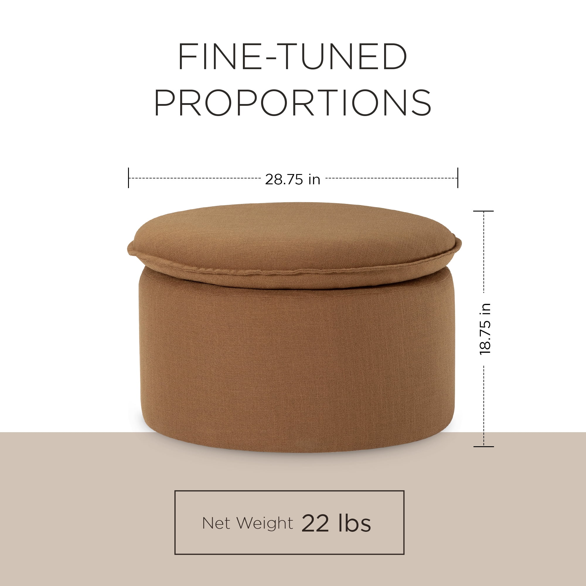 Maven Lane Lyra Contemporary Ottoman in Clay Fabric Upholstery