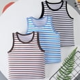 thumbnail image 2 of Fozruso 3 Piece Set Kids Boys Crewneck Striped Tank Tops Basic Undershirts Sleeveless Layering Tee, 2 of 7