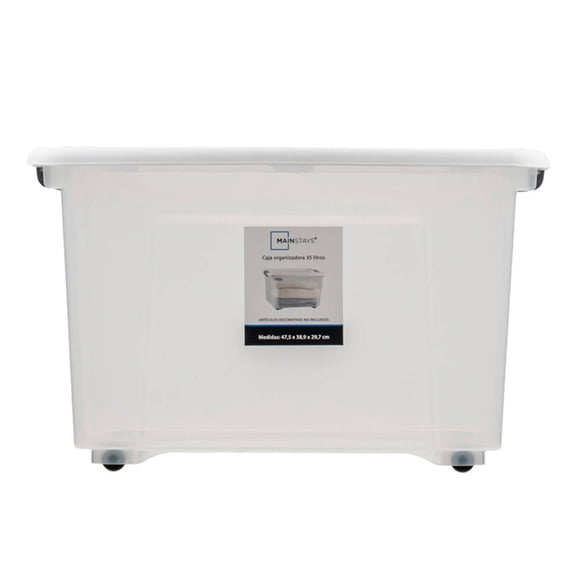 Caja Multiusos Mainstays con Ruedas 35 L Transparente