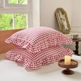 thumbnail image 3 of Red Ruffled Plaid Gingham Pillow Shams 20"x20", Set of 2 Checked Pre-Washed Microfiber Farmhouse Pillowcases for Bed/Sofa (20"x20", Red Gingham), 3 of 6