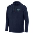 thumbnail image 2 of Men's Antigua Heather Navy Dallas Wings Spikes Raglan Quarter-Zip Hoodie, 2 of 3