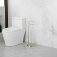 thumbnail image 2 of Round Free Standing Toilet Paper Holder with Top Storage Shelf in Brushed Nickel, 2 of 13