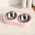 thumbnail image 2 of Dog Bowls, Stainless Steel Double Pet Bowl Set with Slow Feeder Stand | Detachable Food and Water Dish for Cats, Puppies, Small to Medium Dogs | Elevated, Anti-Spill, Neck-Friendly Design, Pink, 2 of 3