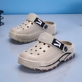 thumbnail image 2 of GPOECD Kids Clogs Lightweight Summer Sandals with Breathable Perforated Design Open Toe Beach for Easy Drying and Sole for Kids Boys Slippers 5-11Y 01_Khaki,10.5-11 Years, 2 of 6